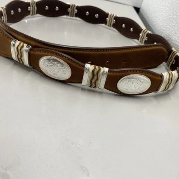 NEW TONY LAMA  Mens Cutting Champ Scalloped Leather Belt Size 44 Brown - Picture 8 of 11